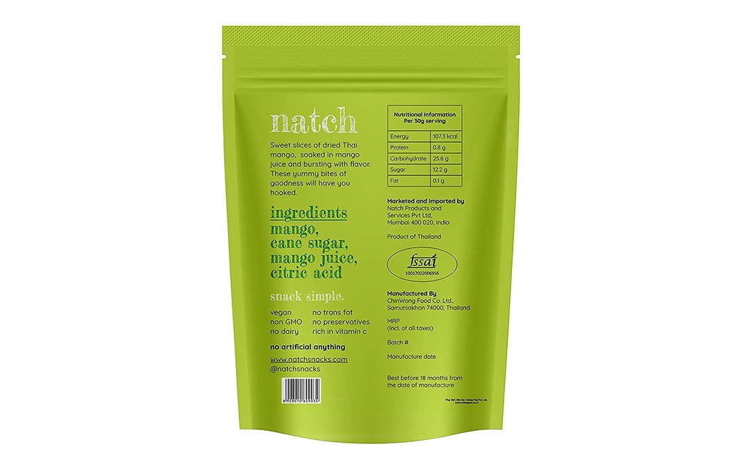 Natch Mango Slices Bare (Dried Thai Mango Slices)   Pack  150 grams